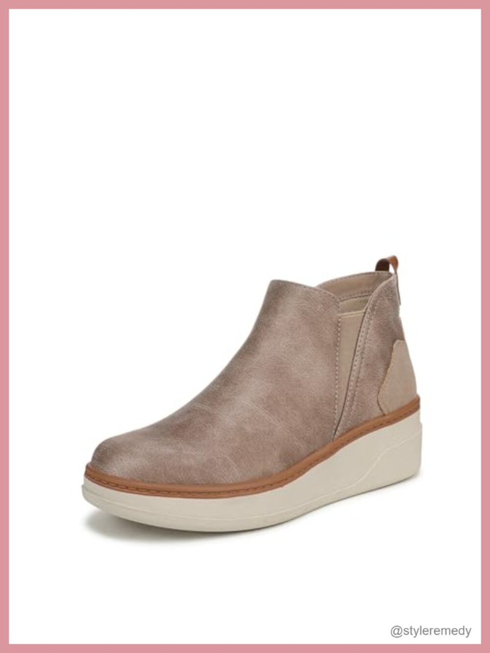 Vegan Faux-Leather Wedge Sneakers with Side Zipper Casual Walking Shoes